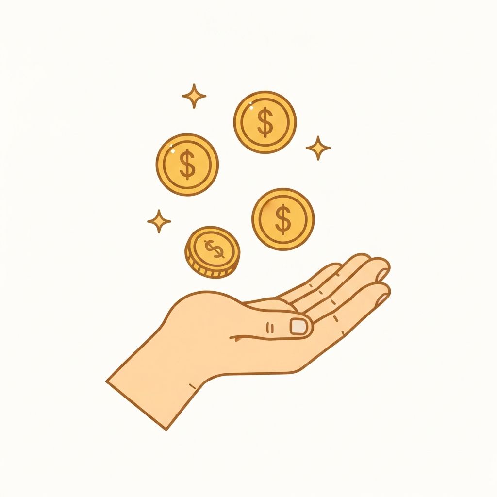 Hand receiving coins illustration